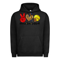 Pigment Black peace love softball Urban Hoodie - Zillion Design Studio