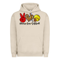 Pigment French Oak peace love softball Urban Hoodie - Zillion Design Studio