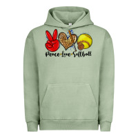 Pigment Oil Green peace love softball Urban Hoodie - Zillion Design Studio