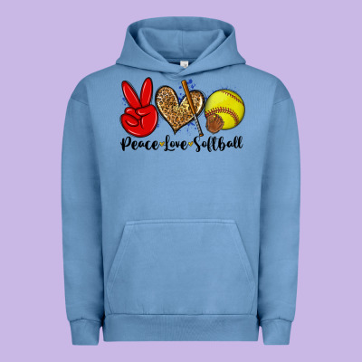 Peace Love Softball Urban Hoodie Designed By Zillion Design Studio