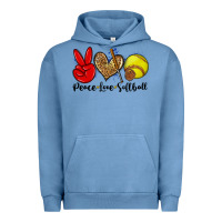 Pigment Pebble Blue peace love softball Urban Hoodie - Zillion Design Studio