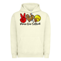 Pigment Pistachio peace love softball Urban Hoodie - Zillion Design Studio