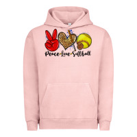 Pigment Salmon peace love softball Urban Hoodie - Zillion Design Studio