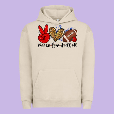 Peace Love Football Urban Hoodie Designed By Zillion Design Studio
