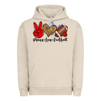 Pigment French Oak peace love football Urban Hoodie - Zillion Design Studio