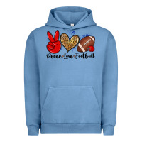 Pigment Pebble Blue peace love football Urban Hoodie - Zillion Design Studio