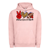 Pigment Salmon peace love football Urban Hoodie - Zillion Design Studio
