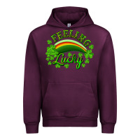 Mauve Wine feeling lucky with rainbow Urban Hoodie - RanaPortraitStore