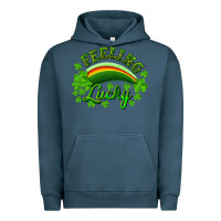 Pigment Midnight Navy feeling lucky with rainbow Urban Hoodie - RanaPortraitStore
