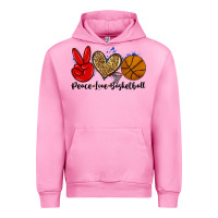 Fuchsia Pink peace love basketball Urban Hoodie - Zillion Design Studio