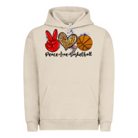 Pigment French Oak peace love basketball Urban Hoodie - Zillion Design Studio