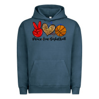 Pigment Midnight Navy peace love basketball Urban Hoodie - Zillion Design Studio