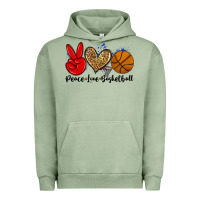Pigment Oil Green peace love basketball Urban Hoodie - Zillion Design Studio