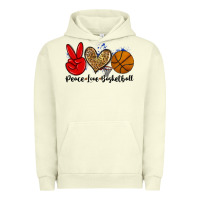Pigment Pistachio peace love basketball Urban Hoodie - Zillion Design Studio
