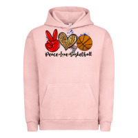 Pigment Salmon peace love basketball Urban Hoodie - Zillion Design Studio