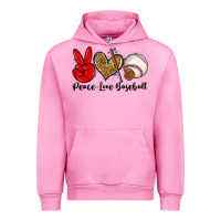 Fuchsia Pink peace love baseball Urban Hoodie - Zillion Design Studio