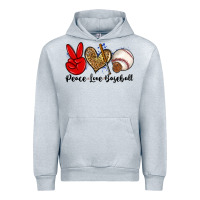 Heather Grey peace love baseball Urban Hoodie - Zillion Design Studio