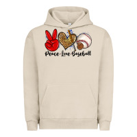 Pigment French Oak peace love baseball Urban Hoodie - Zillion Design Studio