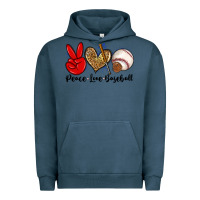 Pigment Midnight Navy peace love baseball Urban Hoodie - Zillion Design Studio