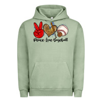 Pigment Oil Green peace love baseball Urban Hoodie - Zillion Design Studio