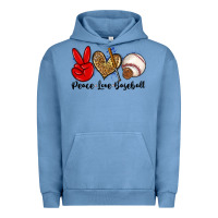 Pigment Pebble Blue peace love baseball Urban Hoodie - Zillion Design Studio
