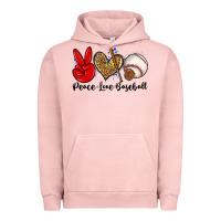 Pigment Salmon peace love baseball Urban Hoodie - Zillion Design Studio