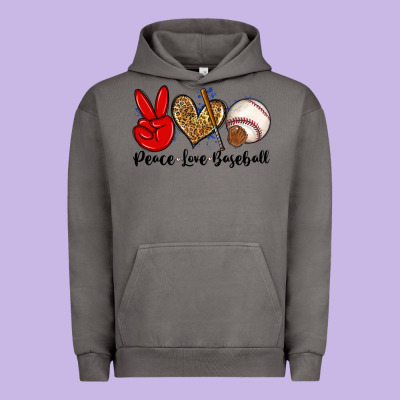 Peace Love Baseball Urban Hoodie Designed By Zillion Design Studio
