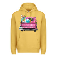 Antique Gold summer pink truck beach Premium Hoodie - texasbilliewilder