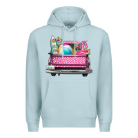 Blue Mist summer pink truck beach Premium Hoodie - texasbilliewilder