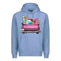 Colony Blue summer pink truck beach Premium Hoodie - texasbilliewilder