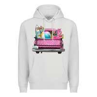 Dove Grey summer pink truck beach Premium Hoodie - texasbilliewilder