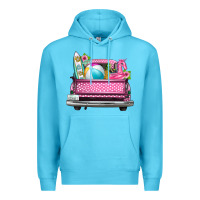 Ocean Blue summer pink truck beach Premium Hoodie - texasbilliewilder