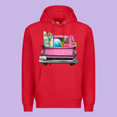 Summer Pink Truck Beach Premium Hoodie Designed By Texasbilliewilder