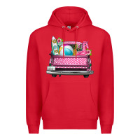 Red summer pink truck beach Premium Hoodie - texasbilliewilder