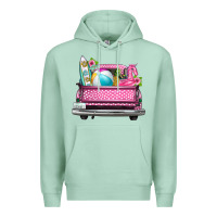 Seafoam summer pink truck beach Premium Hoodie - texasbilliewilder