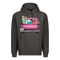 Smoke summer pink truck beach Premium Hoodie - texasbilliewilder