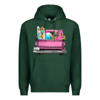 Sports Green summer pink truck beach Premium Hoodie - texasbilliewilder