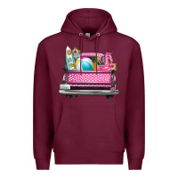 Burgundy summer pink truck beach Premium Hoodie - texasbilliewilder