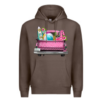 Coffee summer pink truck beach Premium Hoodie - texasbilliewilder