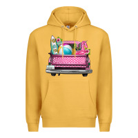 Mustard summer pink truck beach Premium Hoodie - texasbilliewilder
