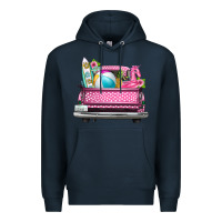 Navy summer pink truck beach Premium Hoodie - texasbilliewilder