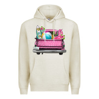 Oatmeal Heather summer pink truck beach Premium Hoodie - texasbilliewilder