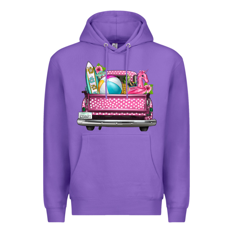 Summer Pink Truck Beach Premium Hoodie by texasbilliewilder | Teevron