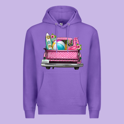 Summer Pink Truck Beach Premium Hoodie Designed By Texasbilliewilder