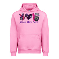 Fuchsia Pink peace love race Urban Hoodie - texasbilliewilder