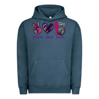 Pigment Midnight Navy peace love race Urban Hoodie - texasbilliewilder