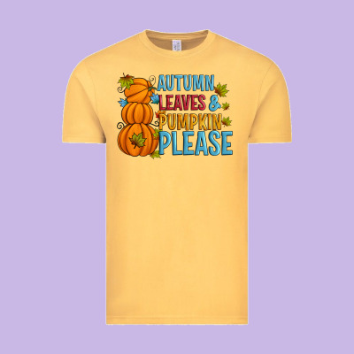 Autumn Leaves And Pumpkin Please Vintage Tee Designed By Artiststas