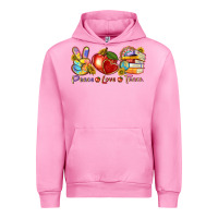 Fuchsia Pink peace love teach Urban Hoodie - texasbilliewilder