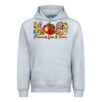 Heather Grey peace love teach Urban Hoodie - texasbilliewilder