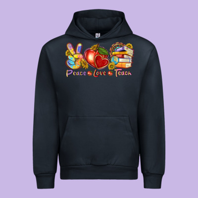 Peace Love Teach Urban Hoodie Designed By Texasbilliewilder